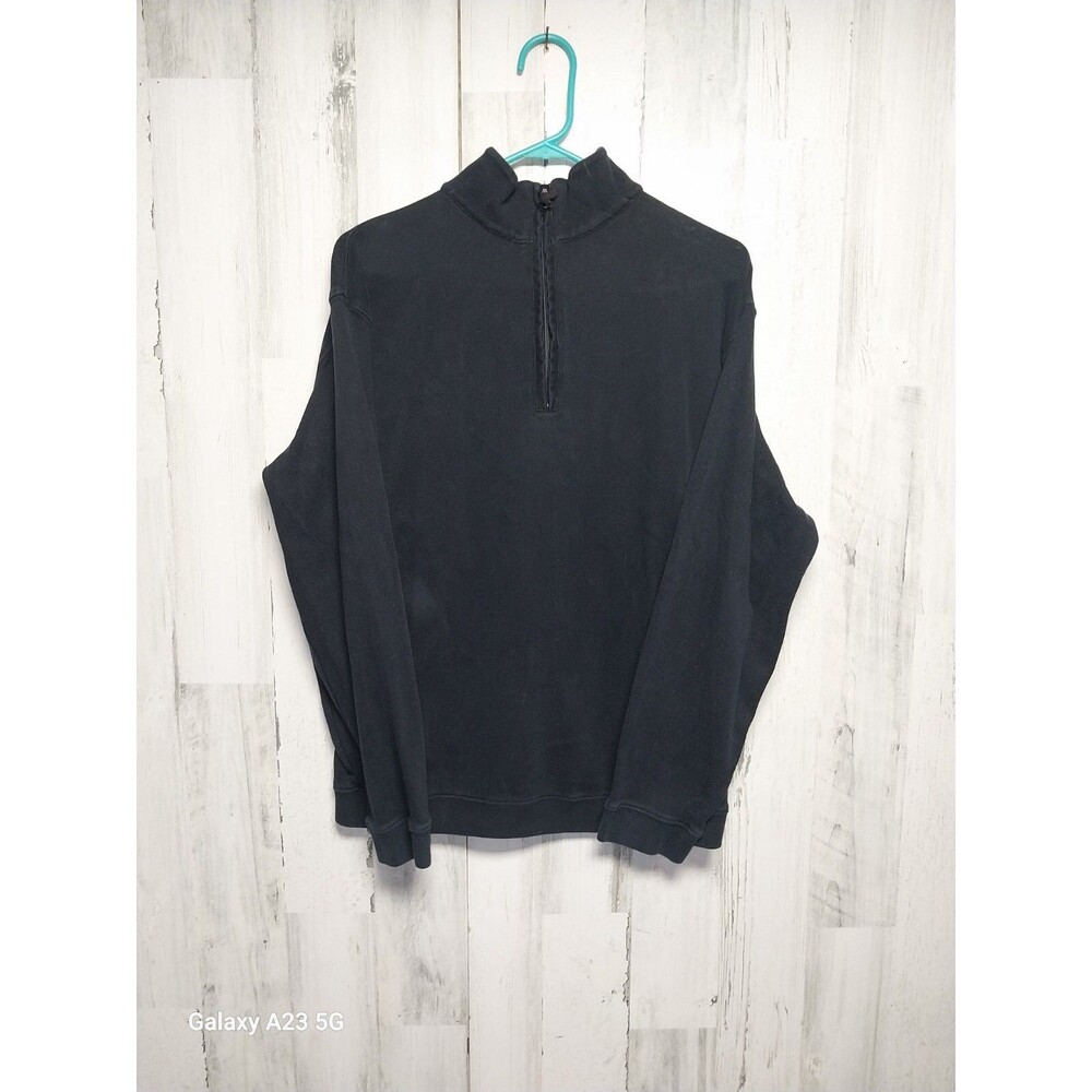 Woolrich 1/4 Zip Sweater Mens Black Cotton Long Sleeve Size Medium